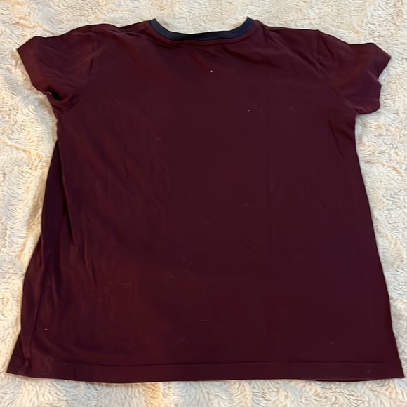 Ralph Lauren Sport Maroon V-Neck With Blue Trim Lightweight Tee - Size XS - Picture 4 of 5
